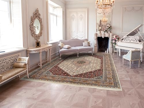 Mein Teppichmarkt Teppichträume werden wahr! BADOHI BIDJAR handgeknüpfter Orientteppich Naturfaser Kurzflor hochwertige Qualität in Beige Rot Braun Größe: 60x90 cm Diele, Esszimmer, Flur, Kinderz