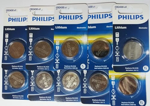 PHILIPS CR2430 Lot de 10 Piles AU Lithium 3V