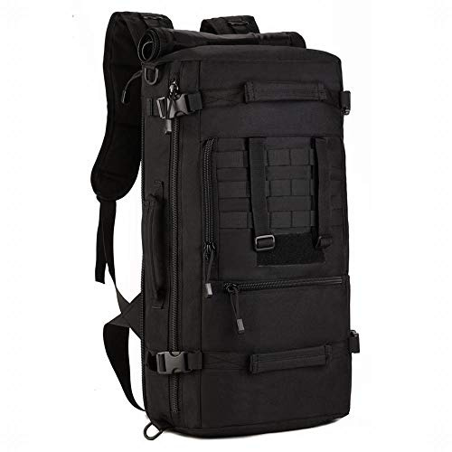 Selighting Taktischer Rucksack, wasserdicht, militärisch, 40/50 l, Wanderrucksack, 3-Wege-Wanderrucksack, MOLLE für Trekking, Reisen, Camping, Outdoor-Sport, 40 l – Schwarz, 40 lang