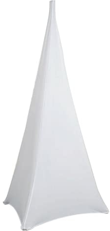 WedDecor Tripode Support Haut-Parleur Extensible étui, Triple Verso Toile 360 Degree recouvrement, Noir Spandex Lycra DJ Jupe with 3 côtés Poche - Idéal pour éclat Effet (Simple) - Blanc, 1pc