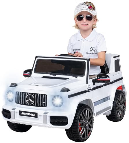 Actionbikes Motors Kinder Elektroauto Mercedes AMG G63 | 2,4 Ghz Fernbedienung - Lizenziert - Kinderauto elektrisch - Elektrofahrzeuge - Spielzeugauto - Elektro Auto für Kinder ab 3 Jahre (Weiß)