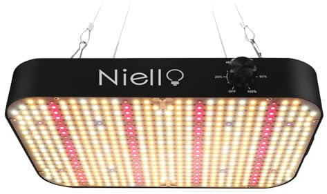 Niello 1200W LED Grow Lampe, Pflanzenlampe Vollspektrum, UV & IR für Zimmerpflanzen, Pflanzenlicht mit dimmbarer, Daisy Chain Funktion für VEG, Blumen.