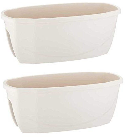 Serinova Jardinera Barandilla Balcón, 58x29x24 cm, 15,5 litros, Maceta Colgar (Blanco)