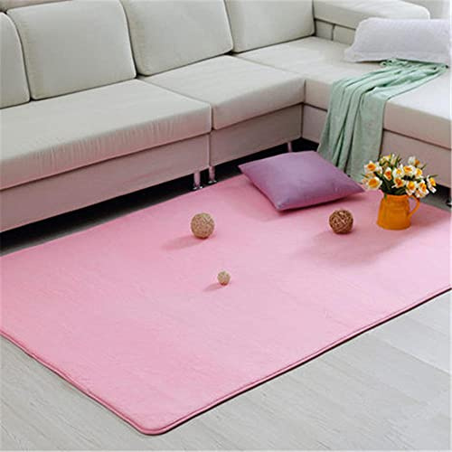Alfombra de Terciopelo Coral Grueso de Color sólido Calidad Polvo de loto clásico Suave Lavable Antideslizante Grande Rugs Minimalista Moderna Sala Estar Dormitorio Tatami Gateando Estera -120×140cm