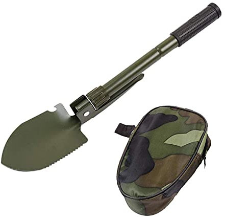 Pala de supervivencia plegable con púa y brújula, herramienta militar resistente para acampar fuera de la carretera, camping, jardinería, playa, excavación, suciedad, arena, barro y nieve