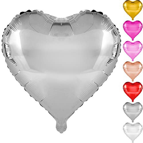 DekoRex Ballons transparents Coeurs 10pcs 45cm Amour Décoration de mariage (Couleur : Argent)