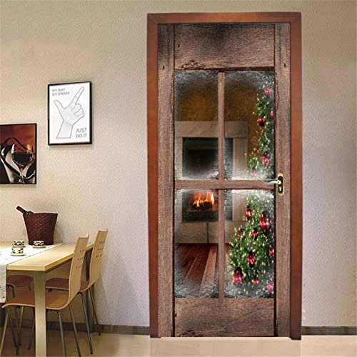 XAONUO 3D Türtapete Selbstklebend Türposter Fenster Pflanzen Blumen 77X200Cm Abnehmbares Diy Vinyl Wasserdichte Selbstklebende Tür Wandtattoos Für Schlafzimmer Büro Badezimmer