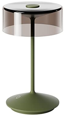 SIGOR Numotion - Dimmbare LED Akku-Tischleuchte Indoor & Outdoor, IP54 spritzwassergeschützt, Höhe 26,5 cm, aufladbar mit Easy Connect, 12 h Leuchtdauer, tannengrün