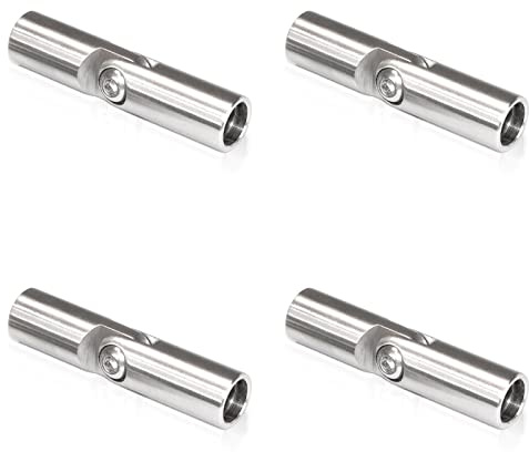 PRIOstahl Gelenkverbinder Stabverbinder flexibler Verbinder mit Gelenk Füllstab Traversenhalter - 4 x Verbinder Stellbar 12 mm aus Edelstahl V2A für Stab Rundstab Treppengeländer Geländerbau