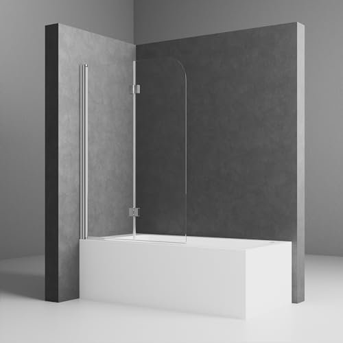 Duschwand für Badewanne 100x140 CM Badewannenaufsatz Duschwand 2-teilig Faltbar 6 mm Nano ESG Sicherheitsglas Duschabtrennung Badewanne