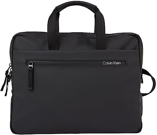 Calvin Klein Gummierte Slim Conv Laptoptasche, Schwarz, Einheitsgröße, Black, One Size