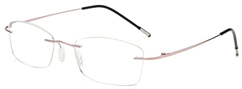 KOOSUFA Titan Randlose Lesebrille Blaulichtfilter Herren Damen Ultra Leicht Rahmenlose Lesebrillen Lesehilfe Arbeitsplatzbrille Anti Müdigkeit Brille mit Stärke 0.0 1.0 1.5 2.0 2.5 3.0 3.5 4.0