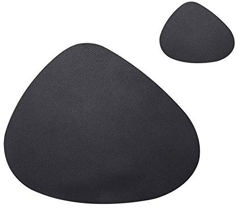 Home Western Tapis, Napperon en Cuir Imperméable Résistant à la Chaleur Napperon Bar Café Tapis de Table Verre Dessous de Verre Assiette Coussin Bol Tapis Sets de Table (Noir)