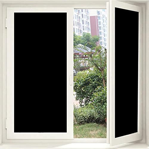 Fensterfolie Selbsthaftend Schwarz,Verdunkelungsfolie Blickdicht,Sonnenschutzfolie Fenster innen UV-Schutz Reflektierende,für Schlafzimmer Badezimmer dachfenster verdunkelung (Schwarz, 44.5 x 200cm)