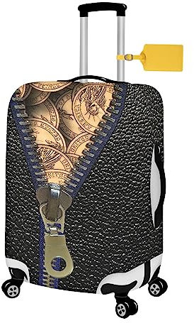 FANSU Kofferhülle Elastisch Kofferschutzhülle, Interessant 3D Drucken Reisekoffer Schutzhülle mit Reißverschluss, Elasthan, Waschbar Gepäckabdeckung - 18 bis 32 Zoll (XL(29-32in),Schwarzes Leder)