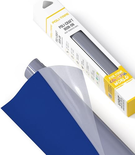 POLI-TAPE TUBITHERM® Flock Transfer Film with Velvety Surface for Textiles - Flock Film for Iron-on, Plotter Film for DIY Shirts, Blue, 30.5 cm x 61 cm