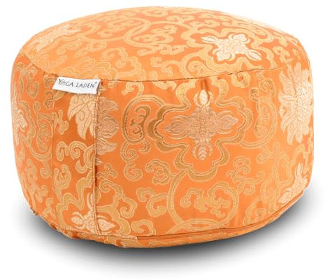 Yoga Laden Meditationskissen Yogakissen Brokat 15cm - Yoga Sitzkissen mit waschbarem Bezug - Yoga Kissen Bodenkissen mit Bio Buchweizenschalen Füllung