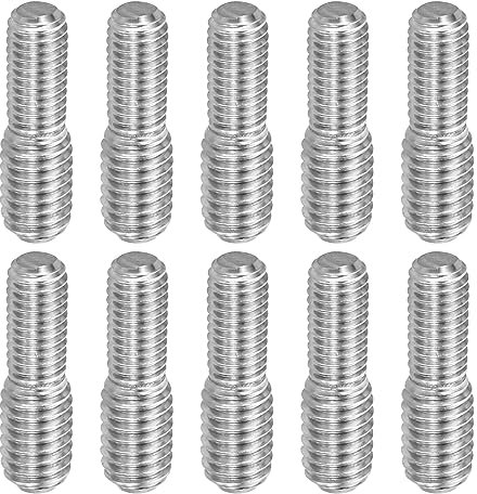 PATIKIL M5x0,8 a M6x1 Doppia Estremità Filettata Perno Vite Bullone, 10pz 304 Inossidabile Acciaio Asta Bulloni Filettatura Riduttore Adattatore per Mobili Ferramenta, 20mm Lungo