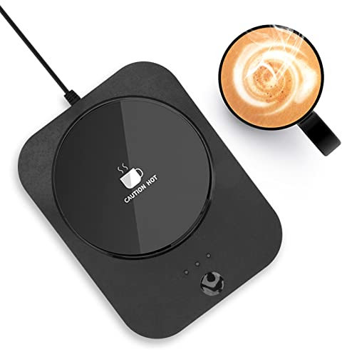 Tassenwärmer, Intelligenter Tassenwärmer, 3-Gang-Steuerung, USB-betriebener Heizuntersetzer, Milchbecher-Isolierwärmer, Kaffeetassenwärmer, Wasserdichter Intelligenter Tassenwärmer Zum (Schwarz)