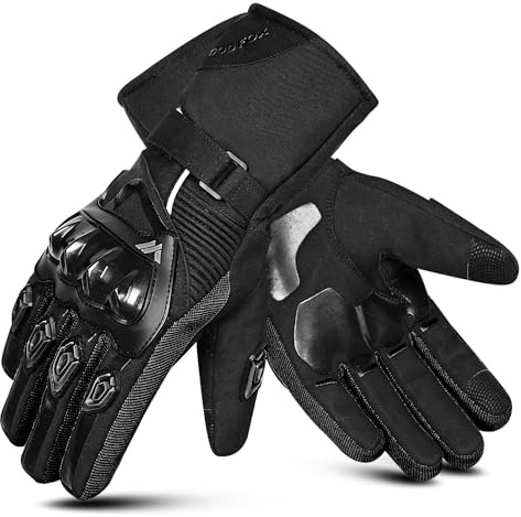 WESTWOOD FOX Winter-Motorradhandschuhe für Männer und Frauen, wasserdichte Motorradhandschuhe, Touchscreen, leichte, warme Schutzhandschuhe für BMX, ATV, UTV, Mountainbiking (SCHWARZ, S)
