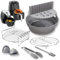 9 Pcs Premium Ninja Air Fryer Accessories, Collapsible Round Silicone Air Fryer Liner, Design to fit AF100UK, AF160UK, Ninja 15 in 1 Multicooker, 3.8L & Above Round Air Fryers, 2.6mm Thickness (Grey)