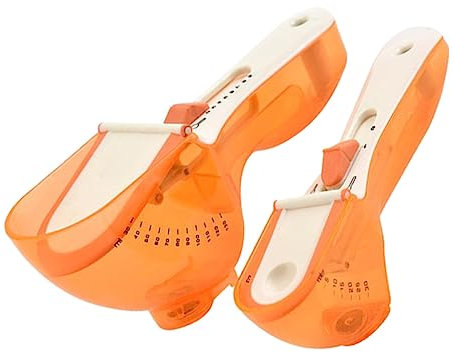ABOOFAN Adjustable Measuring Spoons Scale 2pcs Baking Measuring Spoon Set for Milk Powder and Seasoning Cooking Orange