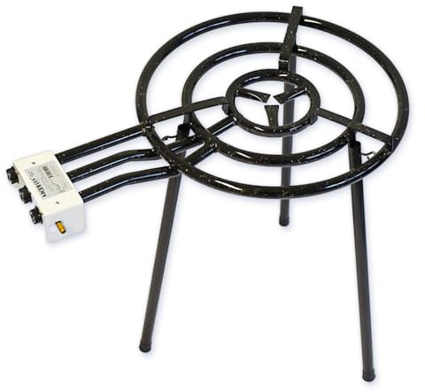 Kochmann Germany Paella Gasbrenner mit drei Brennringen - 82 cm Höhe - 50cm Breite - Perfekt für Geselligkeit im Freien - Standardfüße