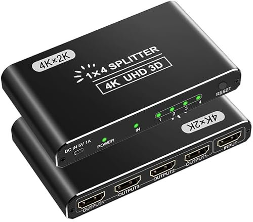 HDMI Splitter 1 in 4 Out - 4K Split HDMI 1 ingresso 4 uscite per 4 Monitor supporta HDCP 1.4 3D 1080P compatibile con Xbox PS3 Proiettore HDTV Lettore Blu-Ray DVD