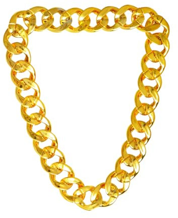Werownsgso Herren Goldkette，Breit Link Chain，Gefälschte Halskette aus Kunststoff，Hip Hop Kette Halskette für Cosplay Halloween Fasching Karneval Thema Party