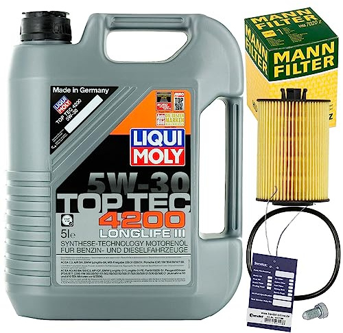 Mann Ölfilter+HU7020z 5W30 Öl | HU7020Z (OX787D) Mann Ölfil+1113800100+MN1801+Öl für Golf 7 Passat A1 A3 A4 A5 A6 Q3 Q5 TT