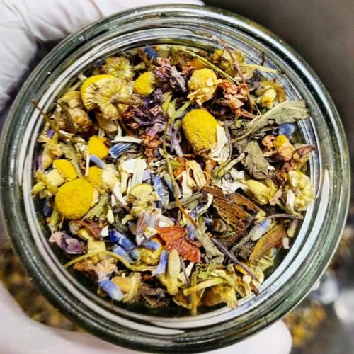 Nepal Calming Blend Tea Drink - Herbal Infusion with Ashwagandha, Chamomile, Lavender, Rosehip, Lemon Balm Peppermint, Stevia, & Thyme, 100% Natural & Caffeine-Free, Himalayas Loose Leaf, 20 gms