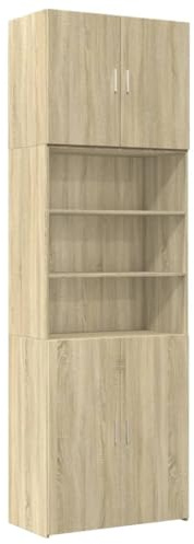 Willood Highboard Sonoma-Eiche 80x42,5x249 cm Holzwerkstoff Geeignet für Küche, Wohnzimmer, Schränke 80cm breit - Sieben Fächer(249cm)