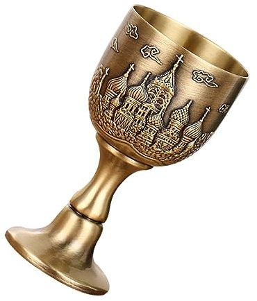 CIYODO Vintage Small Wine Cup Metal Cocktail Mug Creative Whiskey Glass for Home Use Retro Style Alcohol Drinkware