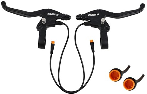 S SENQI E-Bike Brake Lever with Locking Button for Electric Bicycle E-Bike E-Scooter Electronic Tricycle Safety Control with Ergonomic Design Waterproof Wire 3-pin(1 Pair)