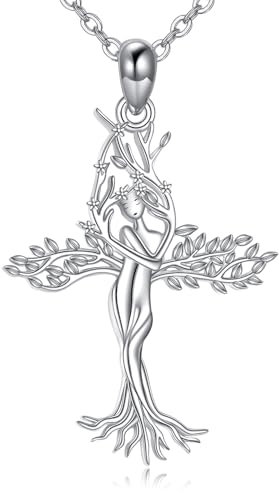 YFN Kreuz Kette Sterling Silber Lebensbaum Kreuz Anhänger Halskette Kreuz Schmuck für Damen christliche Geschenke
