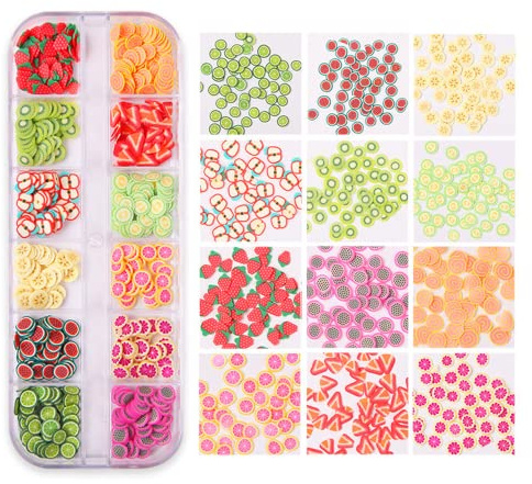 Damaiyyy Nail Art 3D Fruit,3D Fruits Polymère Tranches Bricolage Nail Art Tranches Fruit Art Tranches Autocollants pour DIY Décoration Artisanat Ongle Décoration