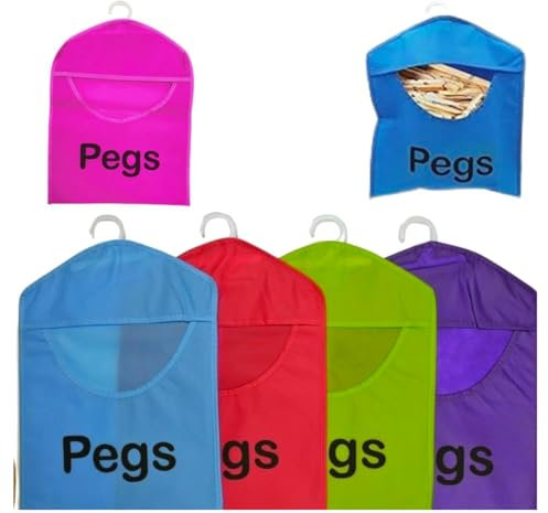 Citystores® Fabric Clothes Peg Bag with Hanger Laundry Washing Hanging Storage Basket Durable Clothespin Organizer (Random Colour Sent)