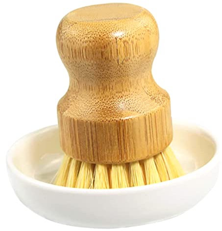 Didiseaon 2pcs Kitchen Pot Cleaning Brush Set Portable Dish Scrubber Bamboo Sisal Drain Dish Brush Comfortable Grip Household Wok Cleaner