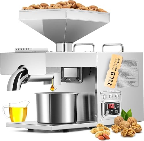 CGOLDENWALL 3000W Commercial Oil Press Machine Oil Extractor Expeller with Intelligent Temperature Controller/Industrial Motor/All Stainless Steel (3000W)