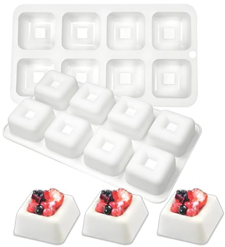 Lot de 2 moules carrés en silicone pour chocolat, savarin, mousse, cupcakes, avec 16 cavités, 4,3 x 4,3 x 2,3 cm pour mini cheesecakes, bonbons, desserts