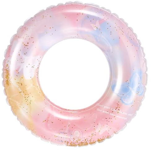Schwimming Ring Erwachsene, Transparenter Pailletten Floating Ring, Aufblasbare Schwimmreifen 90cm, Schwimmring Röhre Für Sommerpool Party, Geeignet für Erwachsene und Kinder
