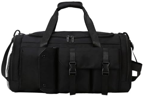 Seesack für Damen, groß, wasserdicht, Sporttasche, Gepäck-Rucksack mit Trocken- und Nass-Trennung für Springseile, Bänder, Turnschuhe, Handtücher, Handschuhe, Schwarz, Refer to Description, Unisex