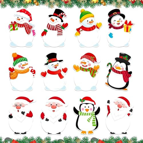 12Pack Haftnotizen Weihnachten,Sticky Notes Weihnachts,Mini Haftnotizen | Selbstklebrige Notizen mit Süßes Weihnachtsmuster,Party Geschenke Bag Fillers,Student Schreibwaren für Weihnachten