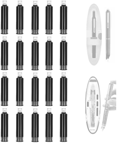 lmoikesz Lot de 20 cartouches d'encre DS-1784 pour stylo plume rétractable, rechargeables, lisses et faciles à remplacer, à séchage rapide, compatibles avec stylo DS-7158/DS-784, noir non effaçable