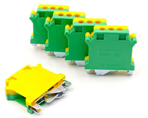 10 pezzi USLKG 16 morsettiera guida DIN con messa a terra ad alta corrente 500 V 101 A conduttore di collegamento a vite