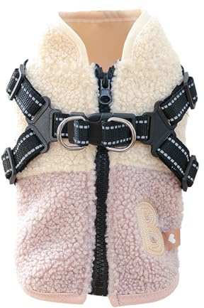 Hunde-Winterweste Mit Geschirr – Fleece-gefütterte Warme Haustierjacke | Welpenmantel Mit Kapuze Für Kleine Und Mittelgroße Hunde, Winddicht, Outfit Mit Öffnung Am Rücken Für Herbstspaziergänge Im Fre