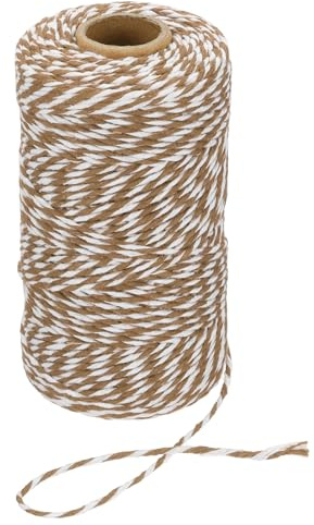 PATIKIL 100m Butcher String Twine, 2mm Cotton Bakers Decorative Twine String Rope Cord for Gift Wrapping Arts Crafts Party Kitchen Gardening, Brown White
