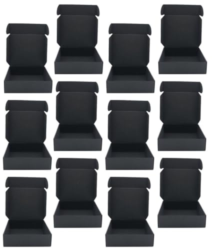 Milisten Set 24 Scatole di Carta Nera Pieghevoli per Imballaggio e Spedizione, Resistenti alla Compressione e Anticaduta, per Ufficio e Trasporto di Vestiti, Asciugamani e Buste