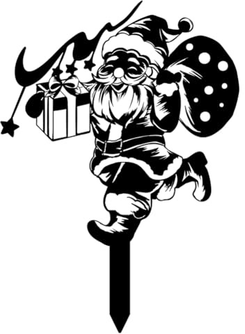 Akfldms Christmas Iron Grass Silhouette Courtyard Lawn Gnome Garden Stakes Santa Claus Grounding Decoration Metal Crafts Outdoor Decoration Festive Home Decor B