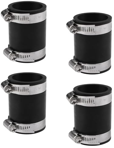 UFURMATE 4 piezas de acoplamiento de tubo de PVC flexible, conector de tubo de goma negra con abrazaderas de acero inoxidable para tubo de 1-1/4 (diámetro interior 40mm/1.6in)